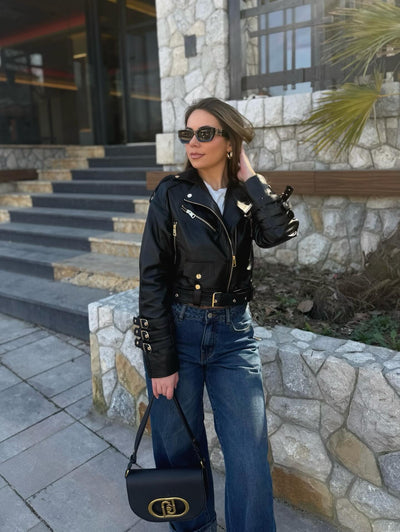 Novi model jakne od prirodne kože, sa zlatnim detaljima koji je čine posebnom, a - slika 2
