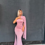 ✨ Elegantna roze maxi haljina sa korzetom i kristalnim detaljima ✨ - slika 2