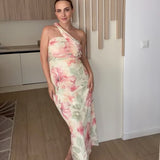 Duga cvjetna haljina na jedno rame sa dodatkom šala – elegantan ljetni model za posebne prilike 🌸✨ - slika 1