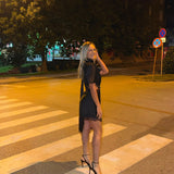 🤎 Elegantna  haljina s čipkom i asimetričnim krojem.🖤 - slika 6