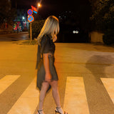 🤎 Elegantna  haljina s čipkom i asimetričnim krojem.🖤 - slika 4