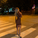 🤎 Elegantna  haljina s čipkom i asimetričnim krojem.🖤 - slika 7