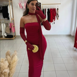 ✨ Elegantna maxi haljina s dugim rukavicama i šalom❤️ - slika 1