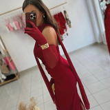 ✨ Elegantna maxi haljina s dugim rukavicama i šalom❤️ - slika 6