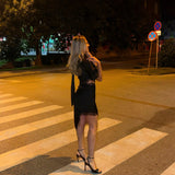 🤎 Elegantna  haljina s čipkom i asimetričnim krojem.🖤 - slika 5