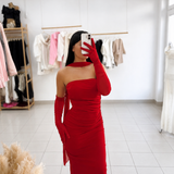 ✨ Elegantna maxi haljina s dugim rukavicama i šalom❤️ - slika 4
