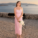 Elegantni ženski plisirani komplet bez naramenica. - slika 3