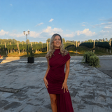 Elegantna asimetrična ženska haljina s drapiranim detaljem❤️✨ - slika 5