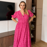 Nova premium midi haljina od šlinge s puf rukavima – elegantna ljetna haljina. - slika 2