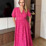 Nova premium midi haljina od šlinge s puf rukavima – elegantna ljetna haljina. - slika 1